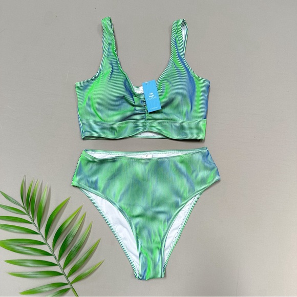 NWT! CUPSHE illusion green blue bikini swimsuit, M. - Picture 11 of 16
